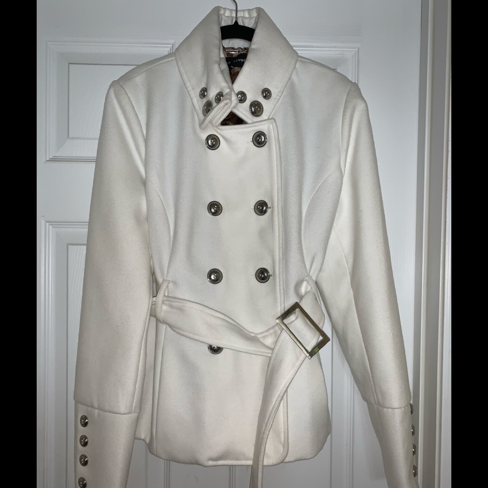 Black Rivet White Military Style Peacoat